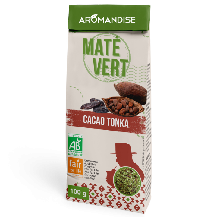 Maté verde selvatico del Brasile, cacao e tonka - Biologico ed equo-solidale - 100g - Aromandise