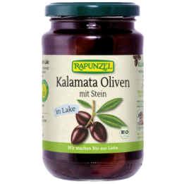 Olive Kalamata biologiche con noccioli (in salamoia, Grecia) - 355g - Comvita Rapunzel