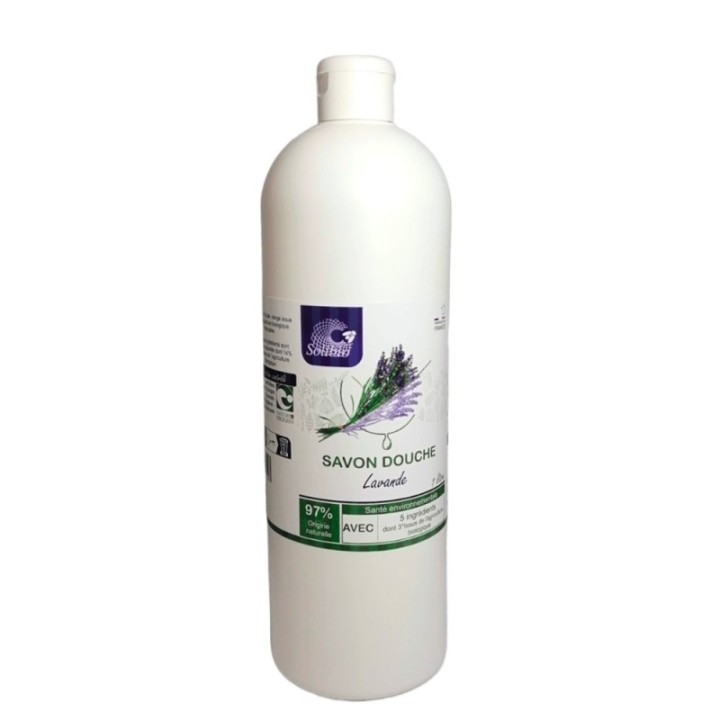 BIO-Duschseife mit Lavendel, mit nur. 5 Zutaten - 1 Liter - Solibio