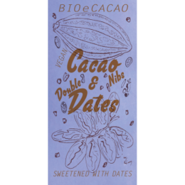 Schokolade nur mit Datteln gesüßt, Double Dates & Nibs 51%, Bio & Fairtrade - 90g - BIOeCacao