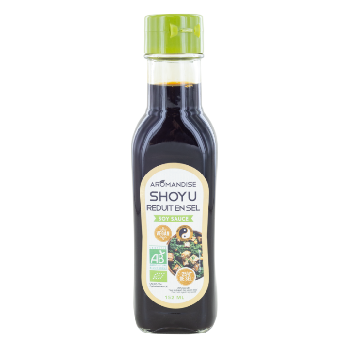 Sauce Soja, Shoyu, Réduite en sel (25% moins salé) - 152ml - Aromandise