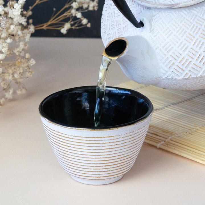 Tazza in ghisa smaltata bianca e oro - 0,12 litri - Aromandise