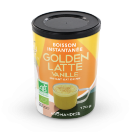 Boisson instantanée, Golden Latté BIO Vanille (à base d’avoine, curcuma, cacao et d'épices) - 170g - Aromandise