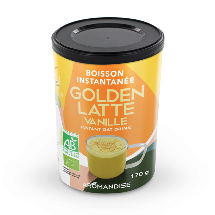 Bevanda istantanea, Golden Latté BIO Vaniglia (a base di avena, curcuma, cacao e spezie) - 170g - Aromandise