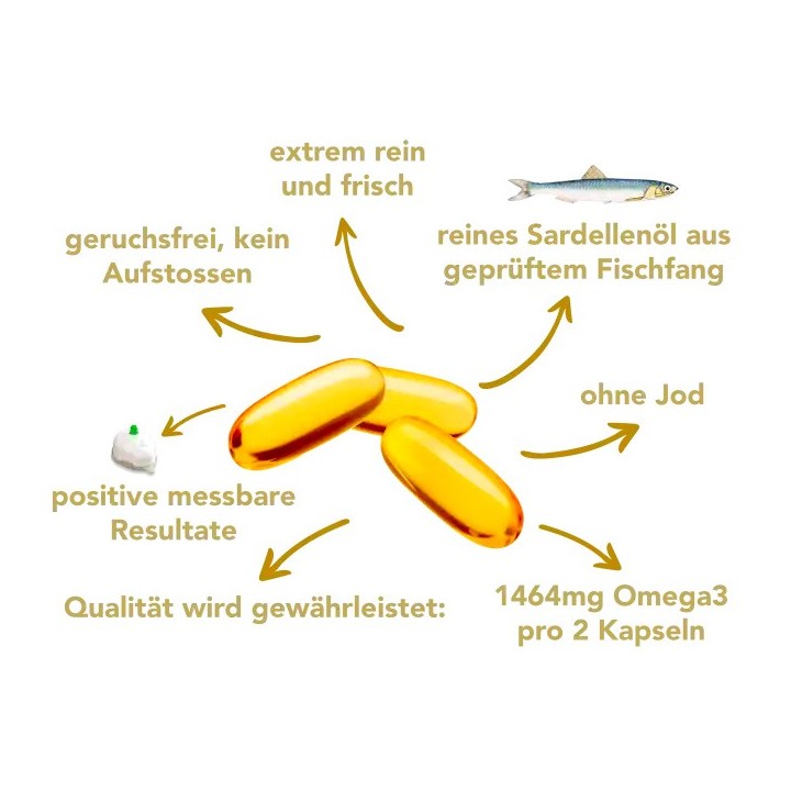 Omega-3 D3 Plus - Hautement dosé (EPA 960 mg et DHA 386 mg), certifié ORIVO - 60 gélules - Lindaren