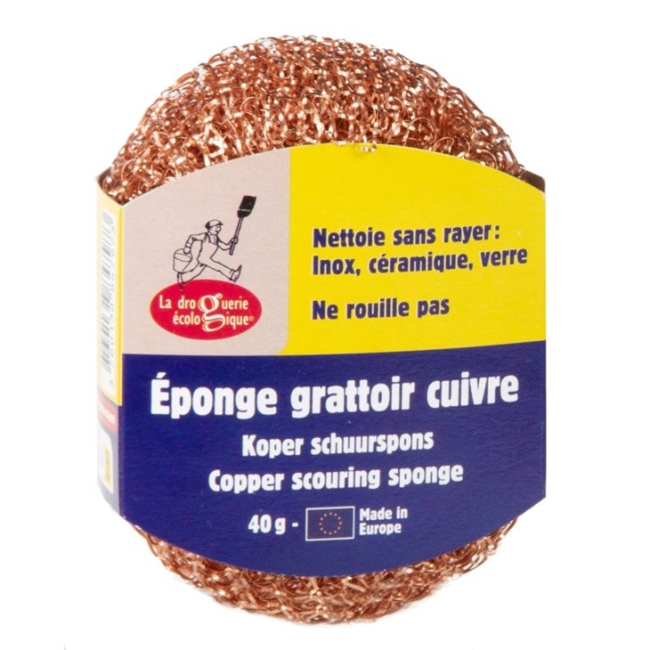Eponge Grattoir en cuivre, nettoie sans rayer - La Droguerie écologique