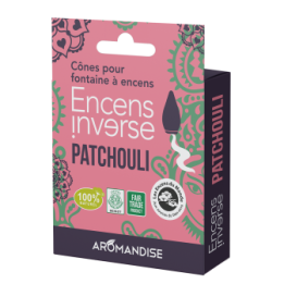Cônes d'encens pour fontaine "Encens'Inverse", Optimisme Patchouli - 20cônes de +/- 20 min. - Encens du Monde