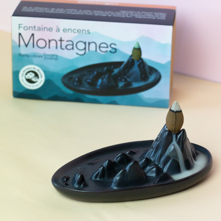 Fontana d'incenso "Montagne" in porcellana, per coni a riflusso "Encens'Inverse" - Encens du Monde