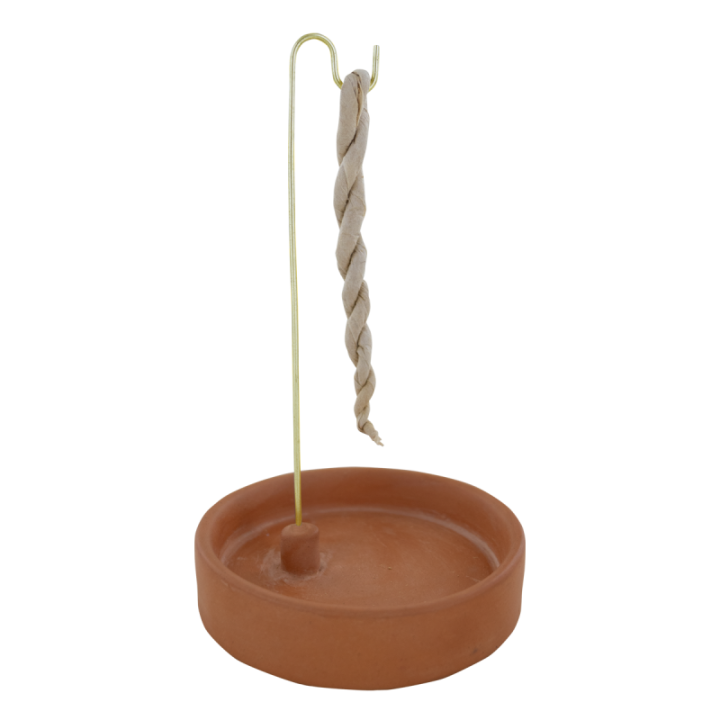 Porta Incenso per Corde Profumate Nepalesi - Terracotta & Ottone - 1 Pezzo - Les Encens du Monde