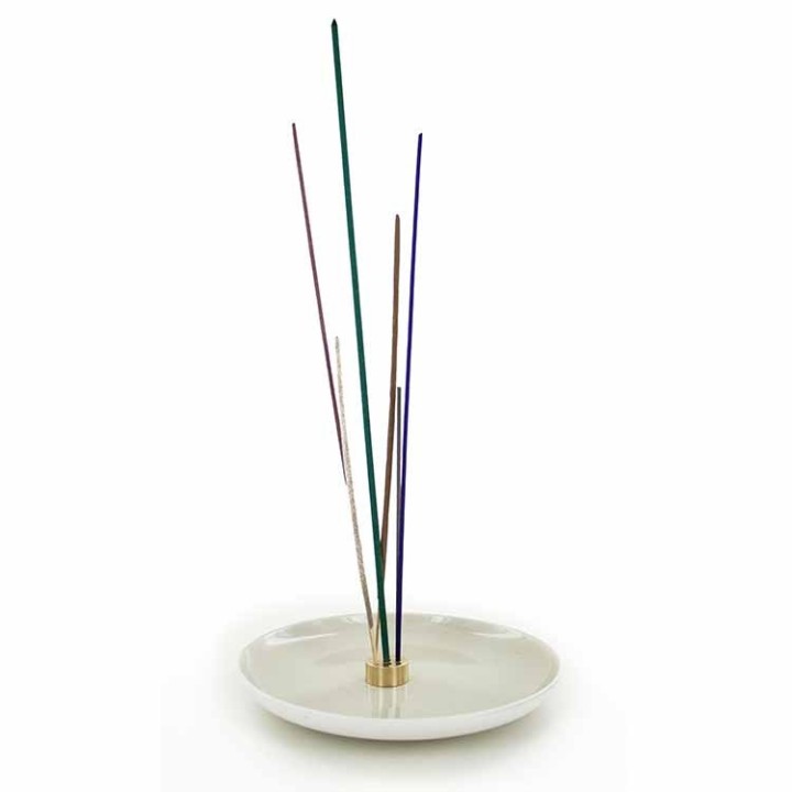 Porte encens/Support multi-bâtonnets en laiton - 9 trous/3 tailles - 2x1 cm - Les encens du monde