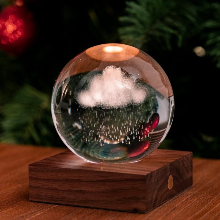Lampe Crystal Amber 3D, Rain Cloud (Regenwolke) - Gingko Design