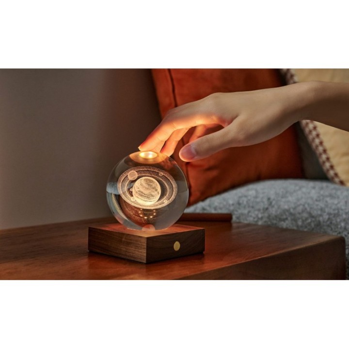 Lampada Crystal Amber 3D, Saturno - Gingko Design