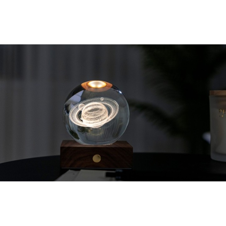Lampe Crystal Amber 3D, Saturne  - Gingko Design