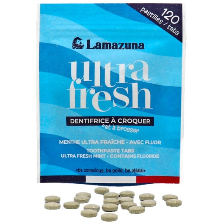 Dentifricio masticabile, Menta (con fluoro) - 120 compresse - Lamazuna
