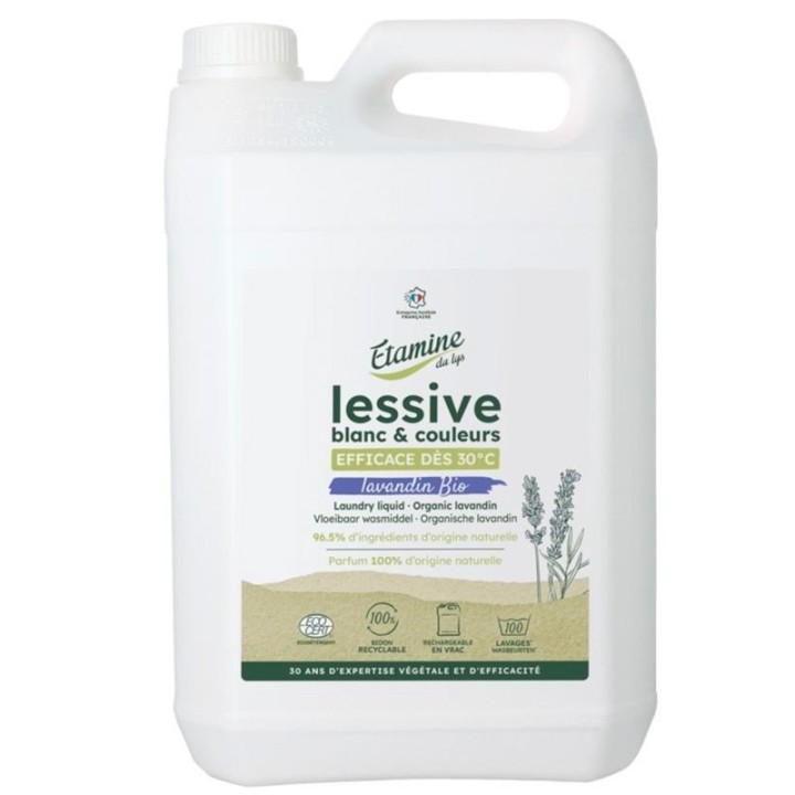 BIO-Waschmittel für Weisses & Buntes - 5L (100 Waschgänge) - Etamine du Lys