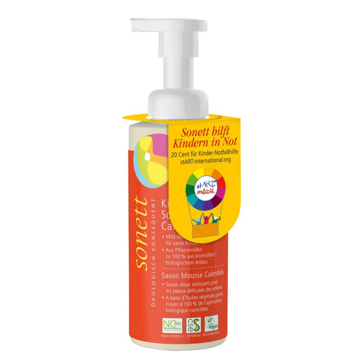 Savon nettoyant doux au Calendula pour les enfants - Flacon pompe rechargeable de 200ml - Sonett