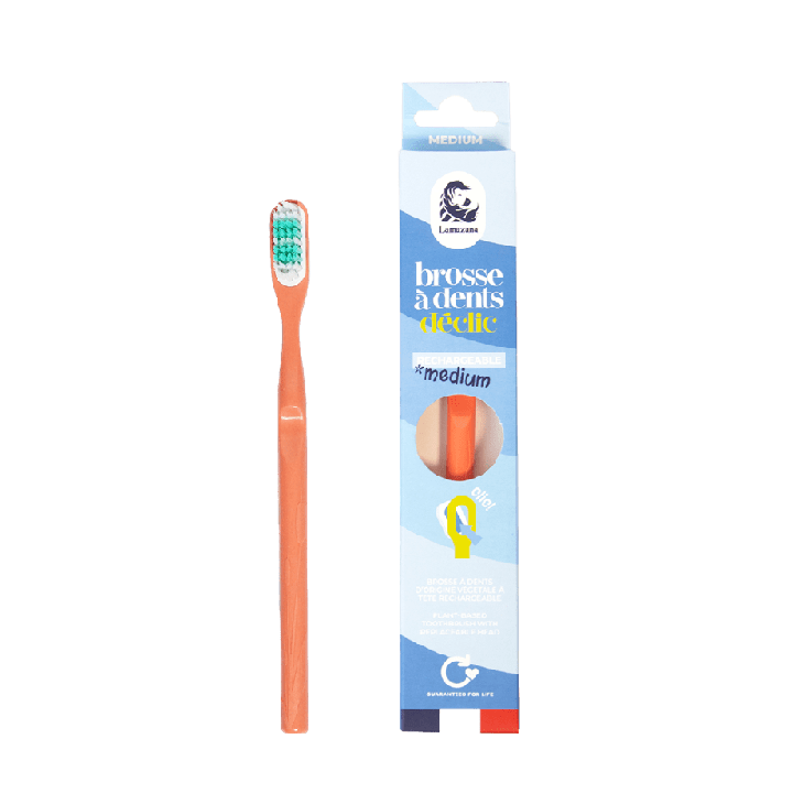 Brosse à dents rechargeable en bioplastique, fabriquée en France - Corail - Lamazuna