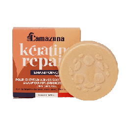 Festes Shampoo mit pflanzlichem Keratin für strapaziertes, trockenes oder glanzloses Haar – Kératine Repair – 70ml – Lamazuna