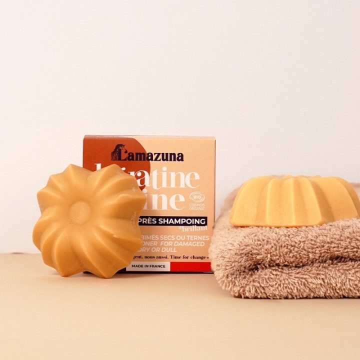 Balsamo solido e maschera alla cheratina vegetale per capelli danneggiati, secchi o spenti - Kératine Shine - 74ml – Lamazuna