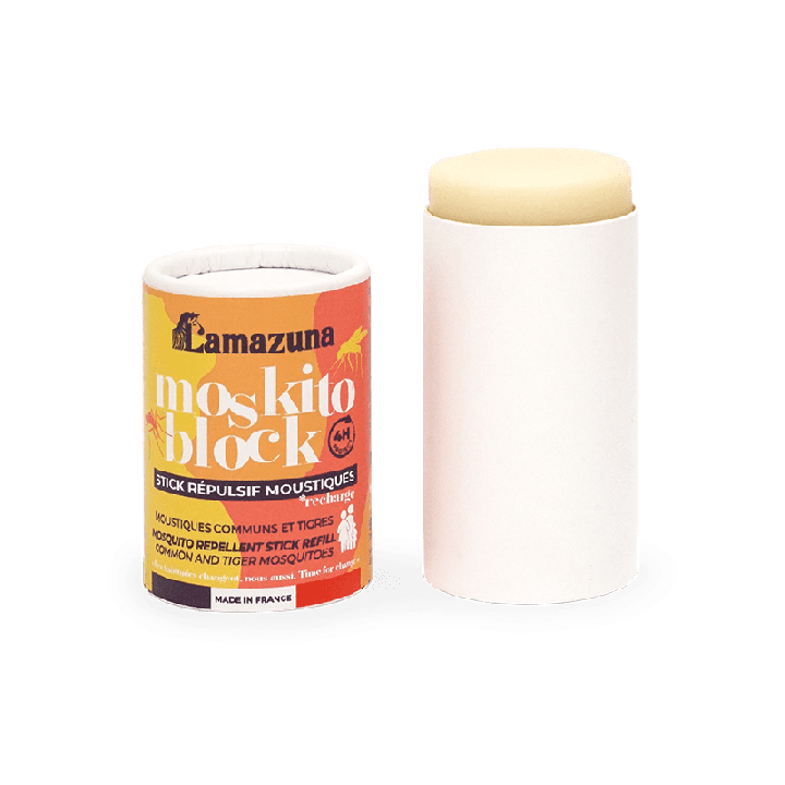 Moskito Block - Le stick Répulsif Solide & Rechargeable, contre le moustiques tigres et communs - Avec boite alu - Lamazuna