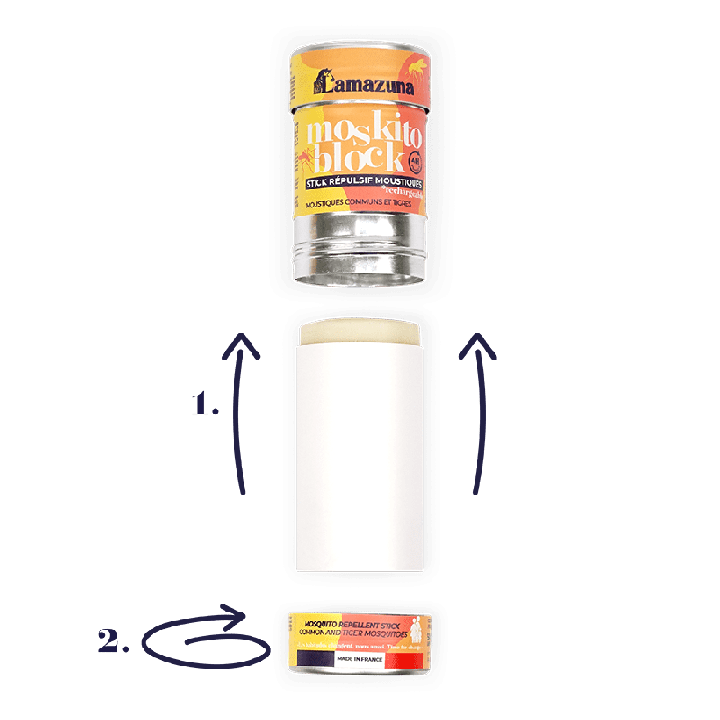 Moskito Block - Le stick Répulsif Solide & Rechargeable, contre le moustiques tigres et communs - Avec boite alu - Lamazuna