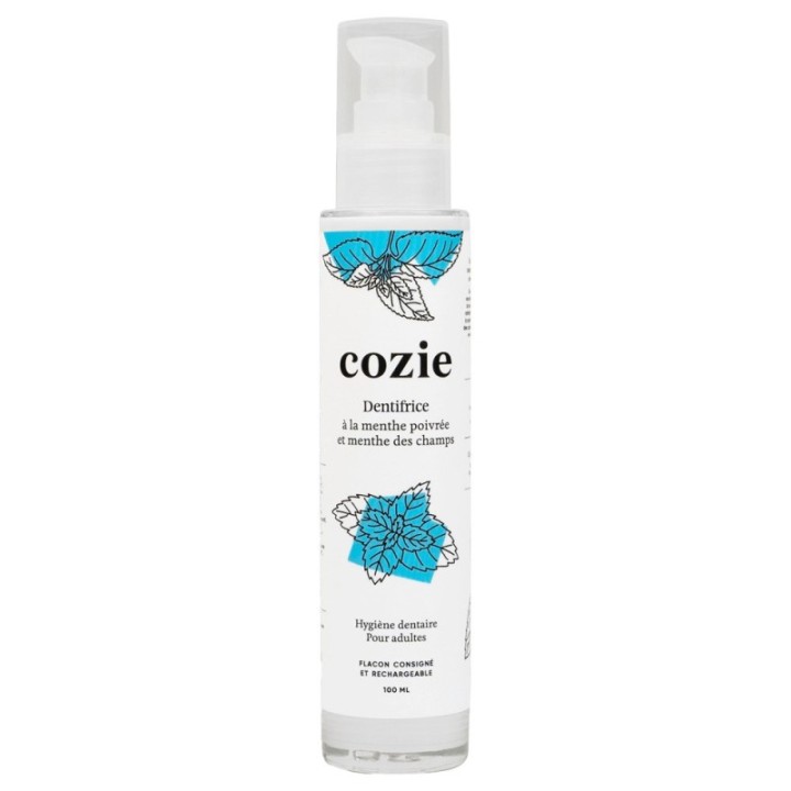 Dentifrice BIO à la menthe poivrée & menthe des champs (en verre consigné et réutilisable)  - 100ml - Cozie