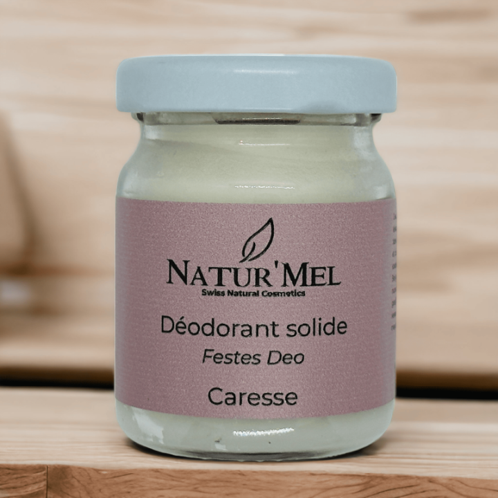 Fester Schweizer Bio-Deodorant Caresse – Glastiegel 50ml – Natur'Mel Cosm'Ethique