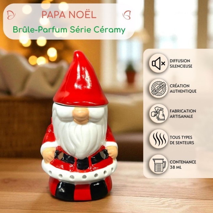 Brûle parfum à bougie en céramique, Série Festive - Père Noël - ZEN'Arôme