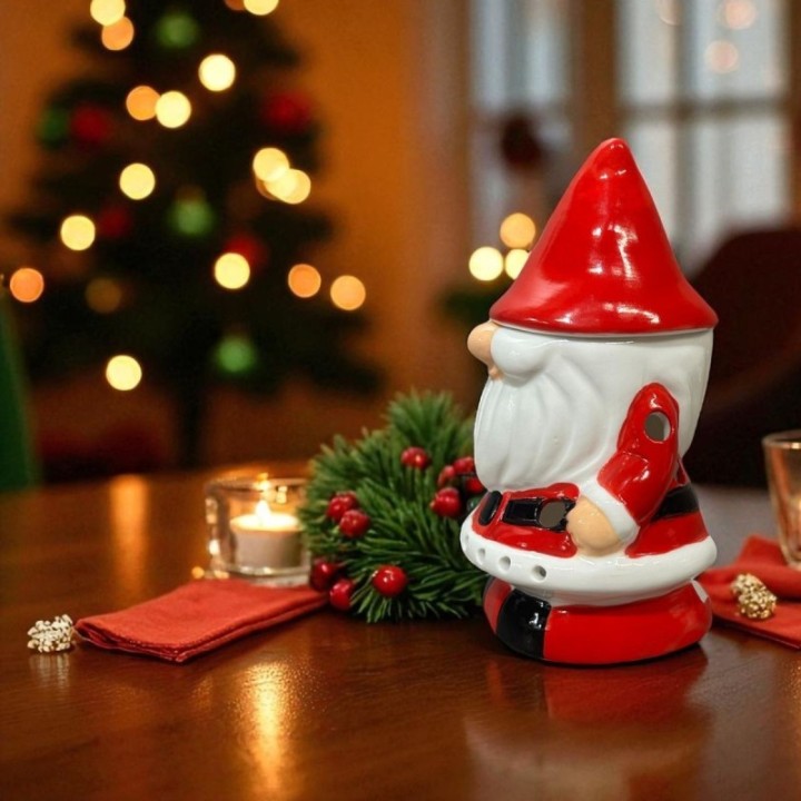 Brûle parfum à bougie en céramique, Série Festive - Père Noël - ZEN'Arôme