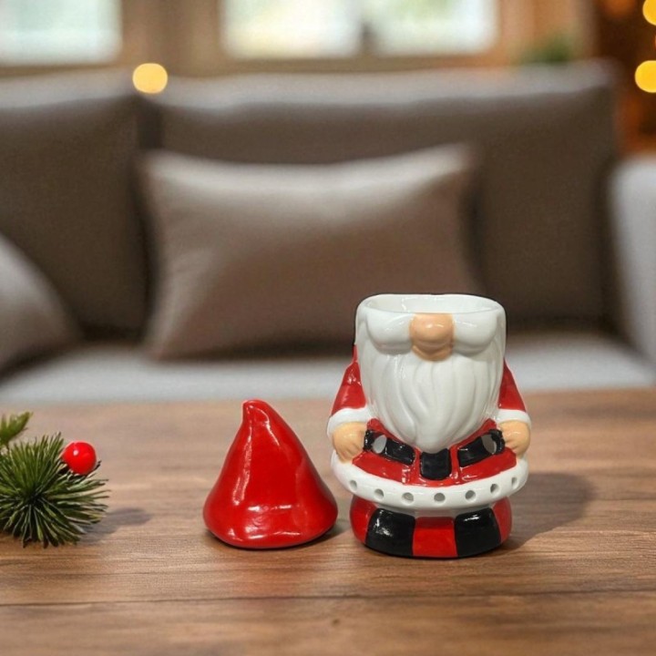 Brûle parfum à bougie en céramique, Série Festive - Père Noël - ZEN'Arôme