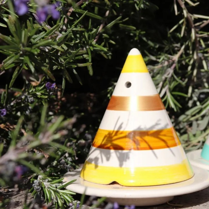 Lampe de Merlin pour bois de cade (Peinte), Rayé Jaune - Ambiance Cade