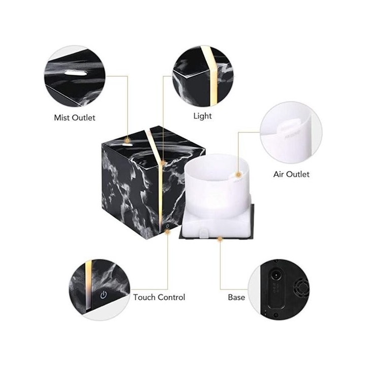 Ultraschall-Aromadiffusor – Black Marble – Swiss Eco Shop