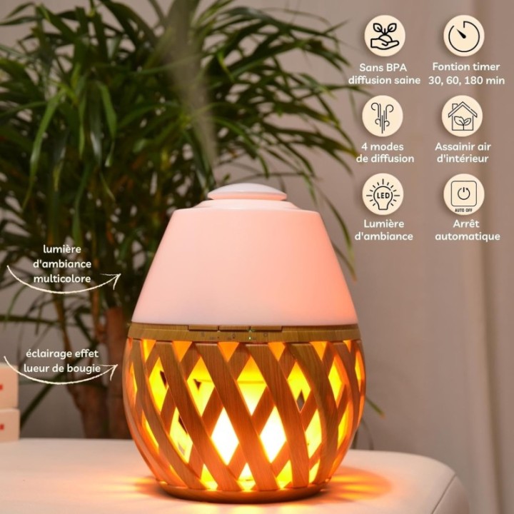 Diffusore di oli essenziali a ultrasuoni DOLSIA – Multicolore & effetto candela – Zen’Arômebig & Kerzenlichteffekt – Zen’Arôme