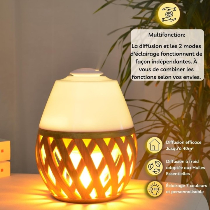 Diffusore di oli essenziali a ultrasuoni DOLSIA – Multicolore & effetto candela – Zen’Arômebig & Kerzenlichteffekt – Zen’Arôme