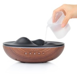 Diffuseur d’huiles essentielles ultrasonique "ONDA" - Haut-parleurs Bluetooth & éclairage LED - Imitation bois