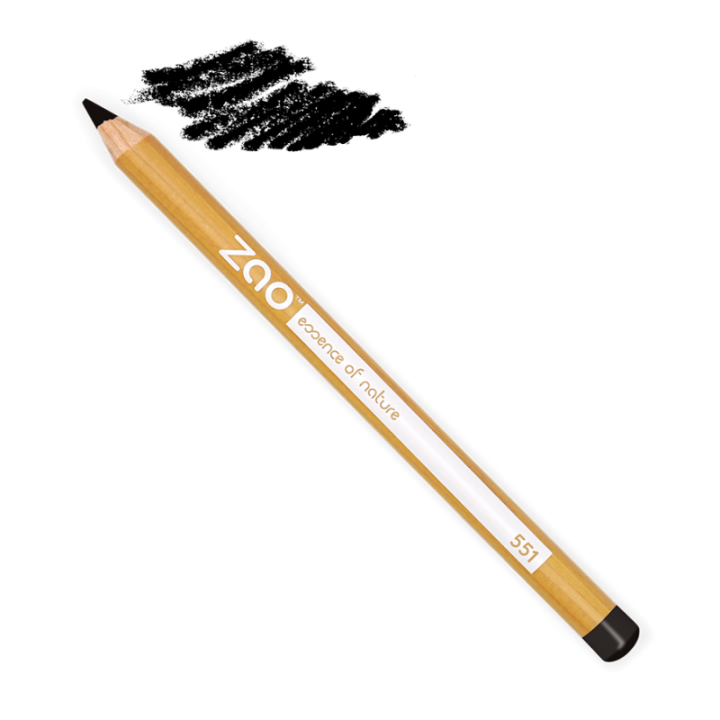 Crayons de maquillage, BIO & Vegan pour yeux, sourcils & lèvres - N° 551, Noir - Zao﻿