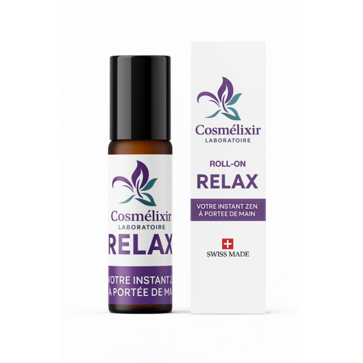 Roll-On con oli essenziali Relax – Il momento zen a portata di mano – 10 ml – Cosmélixir