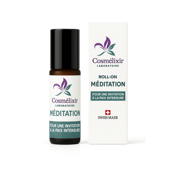 Roll-On aux huiles essentielles Méditation - Invitation à la paix intérieure - 10 ml - Cosmélixir