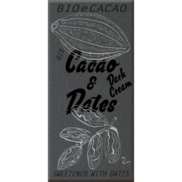 Chocolat BIO sucré aux dattes "Dark Cream",  81% Cacao & 18% Dattes - Bio & Fairtrade - 90g - BIOeCacao