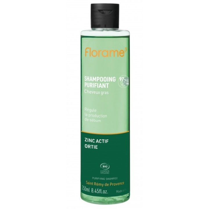 Shampoing BIO Purifiant pour cheveux gras, au Zinc actif & Ortie - 250ml - Florame