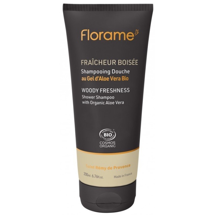 Gel douche BIO pour homme, Corps & Cheveux - Fraîcheur boisée - 200 ml - Florame