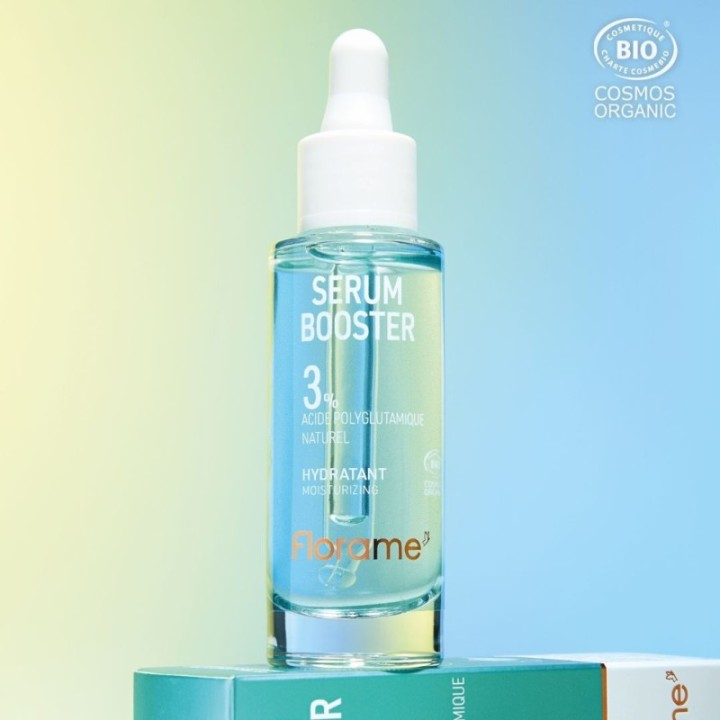 Siero Booster idratante BIO all’Acido poliglutammico naturale (3 %) - Idratazione intensa - 30 ml - Florame