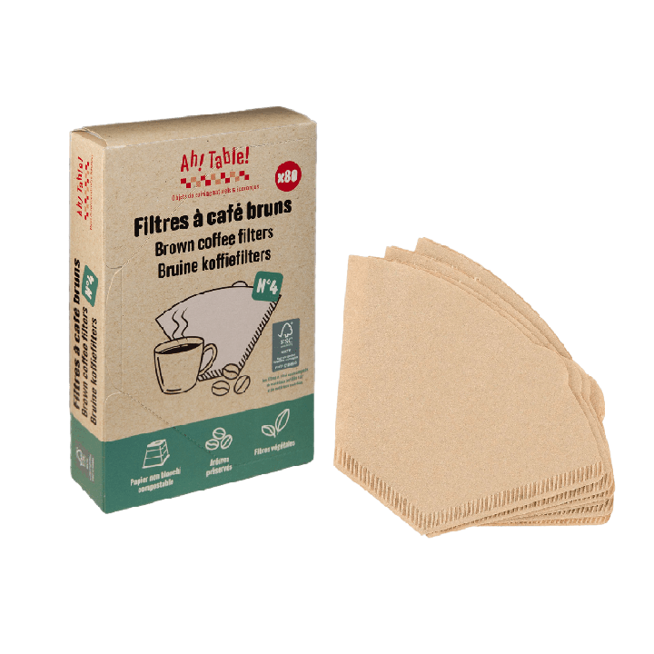 Filtres à café éco-responsables en papier non blanchi compostable - Taille 4, 80 pièces - La Droguerie Ecologique