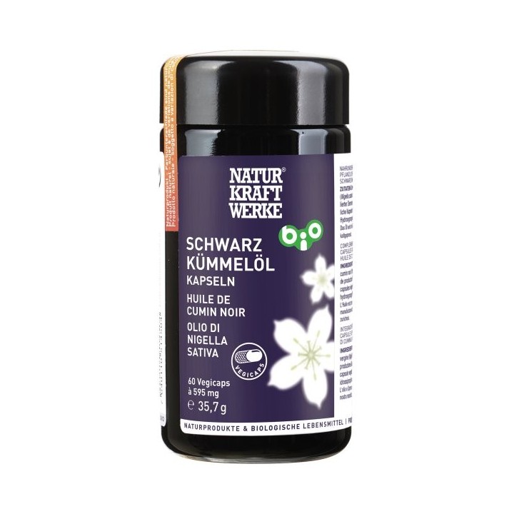 Schwarzkümmelöl BIO - 60 Vegicaps à 595 mg - NaturKraftWerke