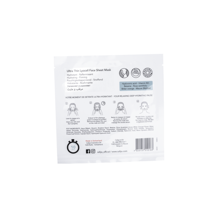 Voile des Glaciers - Masque cellulose hydratant & raffermissant - Callys - 10 ml
