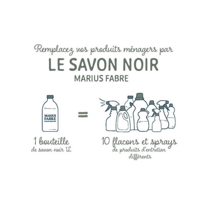 Spray Savon Noir Multi-Surfaces Marius Fabre - 750 ml - écodétergent certifié Ecocert, flacon 100 % rPET