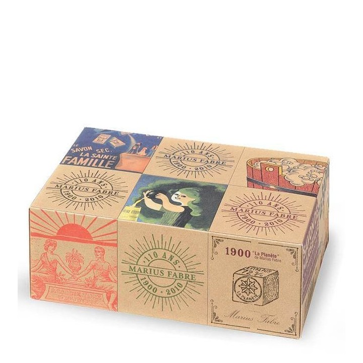 Savon de Marseille collector Marius Fabre - 6x200g - huile du2019olive, étuis archives, certifié Ecocert