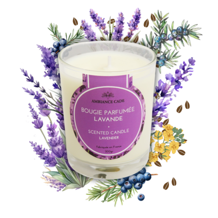 Bougie végétale à l'huile de cade, parfum Lavande - 400g, env. 45h - Ambiance Cade