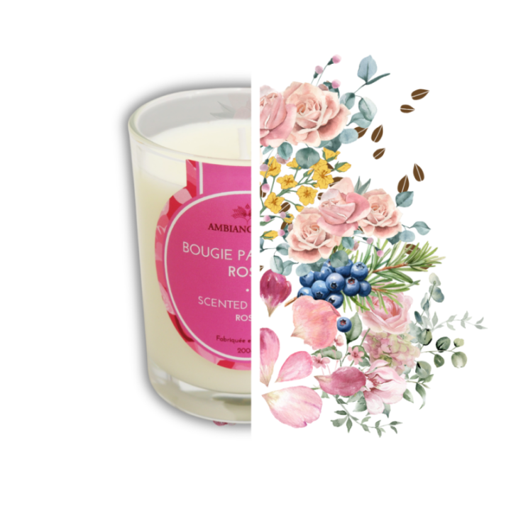 Candela ad olio Cade, Profumo Rosa - 400g, circa 45h - Ambiance Cade