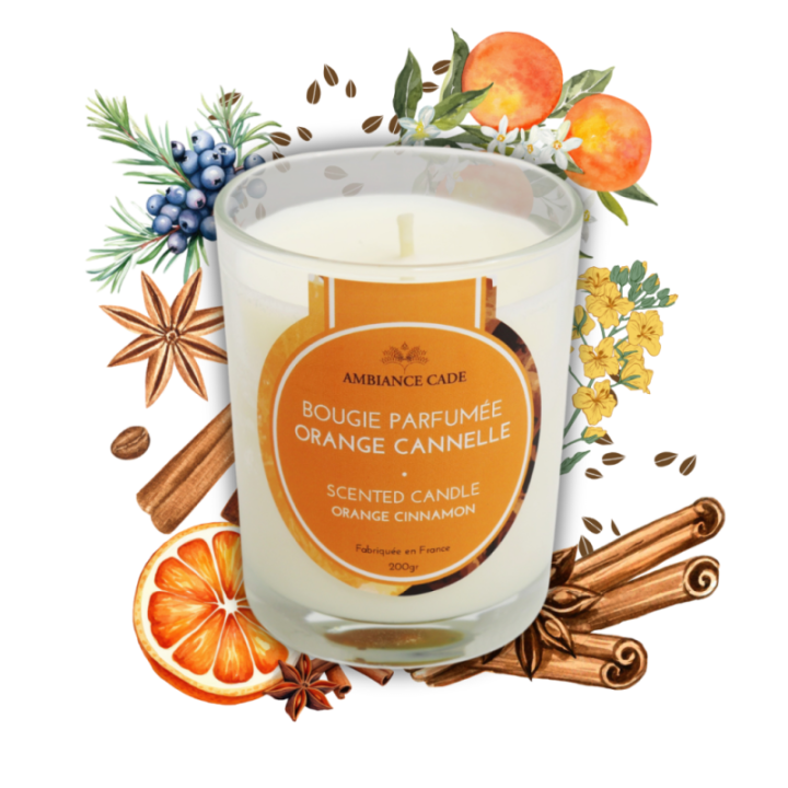 Cade Öl-Kerze, Duft Orange - Zimt - 400g, ca. 45h - Ambiance Cade